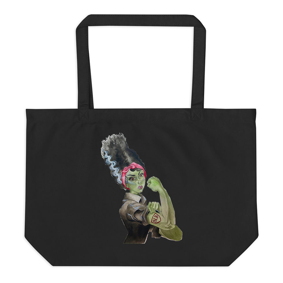 FrankenRosie/The Official Beer of Horror Large Organic Tote Bag